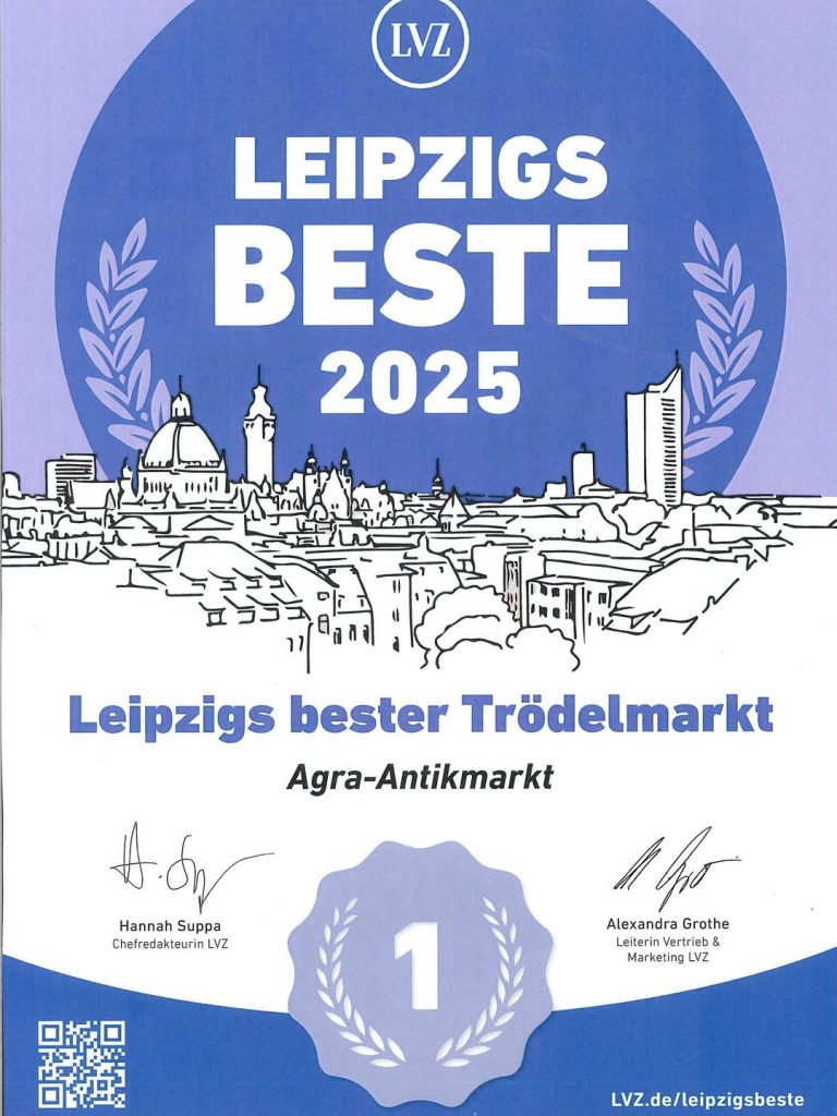 Urkunde Leipzigs bester Trödelmarkt: agra Antik-Markt